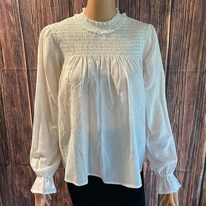 Gap Size small NWT white peasant blouse with silver specks boho long sleeve